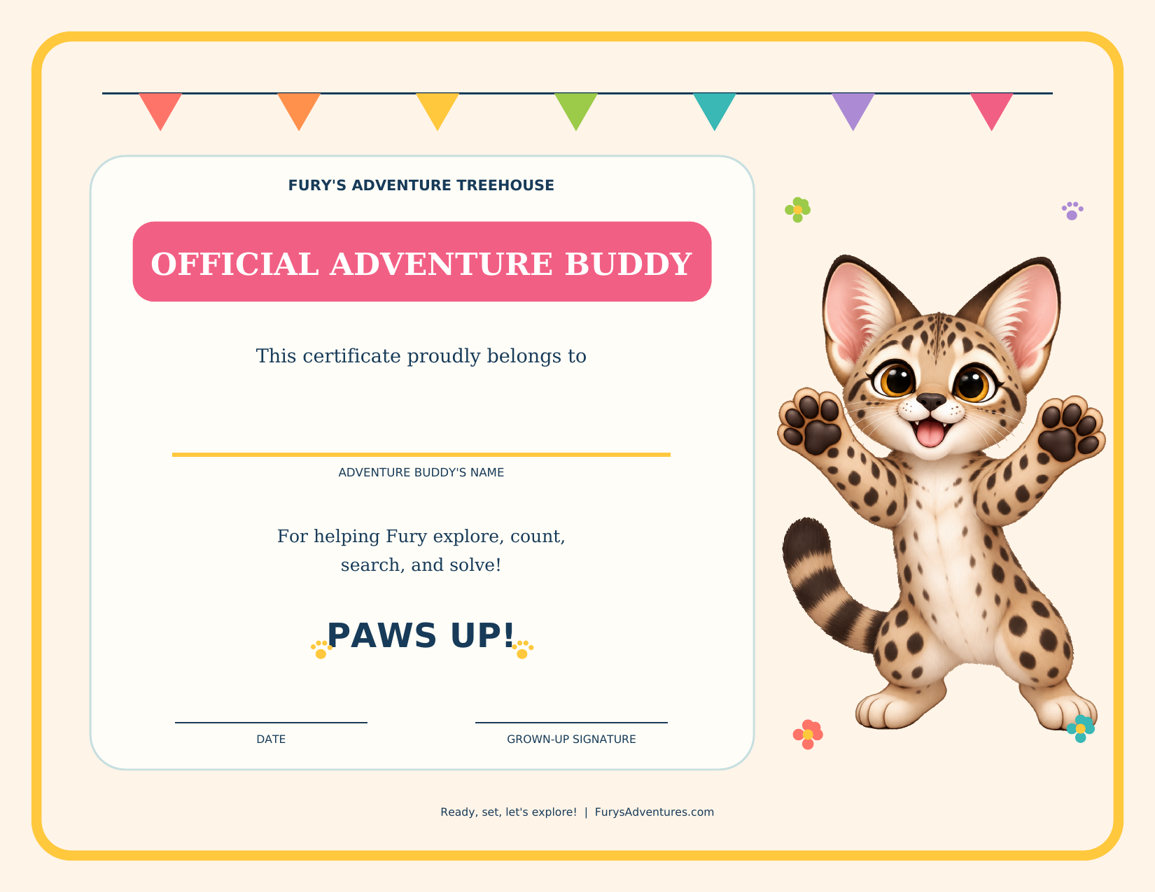 Color Adventure Buddy certificate preview