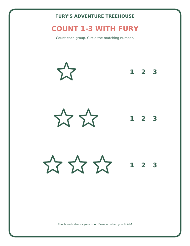 Preview of the Count 1–3 with Fury printable