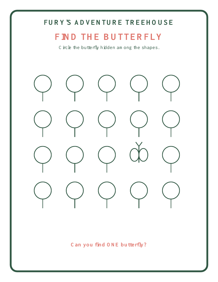 Preview of the Find the Butterfly printable