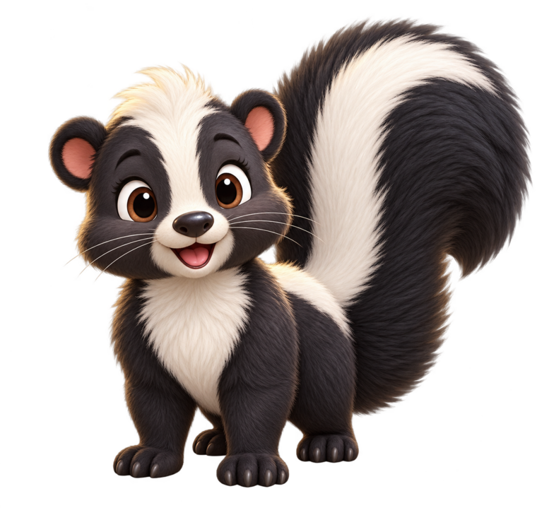 A friendly skunk pops up